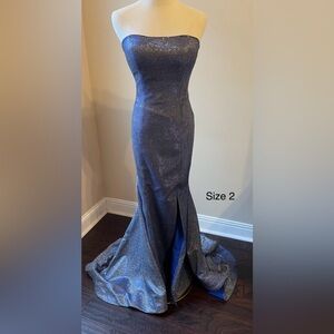 028 Sherri Hill Sparkling Indigo Evening Dress
